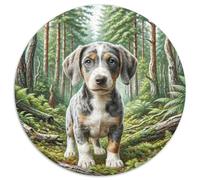 Haustierit Basset Griffin vendéen Puzzle Rond De 1000 Pièces pour Adultes HaustiFrère?ND DécoRatteion Murale Classiques Activité Différente 1000pcs (67.5x67.5cm)