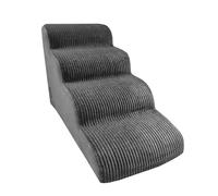 Haustiertreppe Für Bett - 4 Stufen Hunderampen Aus Schaumstoff Mit Hoher Dichte | Flexible Katzenrampes Für Den Innenbereich Für Hochbetten, Abnehmbare Und Waschbare Training Leater Für Welpen