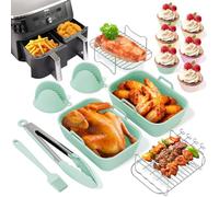 HAUSVIVO lot de 14 accessoires pour air fryer - moules silicone, grille, moule muffins - compatibles avec Ninja Dual Zone AF400EU/AF400EUCP - sans BPA, alimentaires, lavables au lave-vaisselle