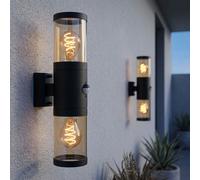 Hauswandleuchte Lampe de Mur Extérieur E27 Inox Fumée Noir Haut Bas 2x