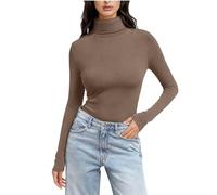 Haut à col haut pour femme - Manches longues - Sous-couche de base - Décontracté - Ajusté - Extensible - Haut - Jeunes filles - Col roulé - T-shirt thermique - Chemisier - T-shirt de taille S à 3XL