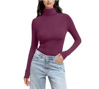 Haut à col haut pour femme - Manches longues - Sous-couche de base - Décontracté - Ajusté - Extensible - Haut - Jeunes filles - Col roulé - T-shirt thermique - Chemisier - T-shirt de taille S à 3XL