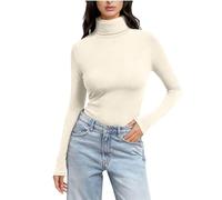 Haut à col haut pour femme - Manches longues - Sous-couche de base - Décontracté - Ajusté - Extensible - Haut - Jeunes filles - Col roulé - T-shirt thermique - Chemisier - T-shirt de taille S à 3XL