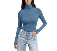 Haut à col haut pour femme - Manches longues - Sous-couche de base - Décontracté - Ajusté - Extensible - Haut - Jeunes filles - Col roulé - T-shirt thermique - Chemisier - T-shirt de taille S à 3XL