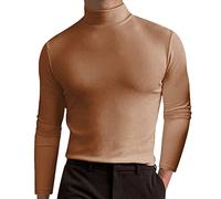 Haut à col montant pour homme, chemise d'été à col roulé de couleur unie, col haut, chemises à manches courtes, t-shirts basiques et minces, Hauts à col montant Z12-kaki pour homme, L