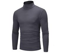 Haut à col montant pour homme - Col roulé - Manches longues - Pull décontracté en coton léger - Couche de base d'hiver chaude, Z01-dark Gray Mock Neck Tops pour hommes, S