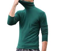 Haut à col montant pour homme - Maillot de corps thermique à manches longues - Col roulé - Couche de base, Z01-green Mock Neck Tops pour homme, M