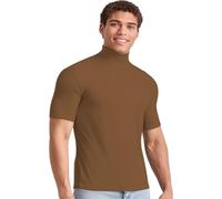 Haut à col montant pour homme - Manches longues - Col roulé - Col montant - Pull thermique d'automne - Couche de base, Z13-coffee Mock Neck Tops pour hommes, XXL