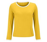 Haut à col rond pour femme, haut de yoga habillé en coton à manches longues avec soutien-gorge couche de base en modal, coupe ajustée, épaules droites, coupe classique, t-shirts basiques infroissables