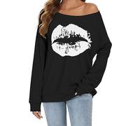 Haut à épaules dénudées pour femme - Pull à manches longues - Sweatshirt | Chemisier élégant surdimensionné chauve-souris, haut long à épaules dénudées pour un usage quotidien décontracté