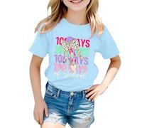 Haut à Manches Courtes imprimé nœud pour la rentrée Scolaire pour Filles, élégant et Confortable Vêtements Grossesse Hiver (Sky Blue, 3-4 Years)