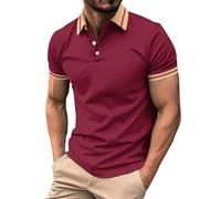 Haut à manches courtes pour homme - Uni - Mode printemps et été - Décontracté - Couleur unie - Pour l'intérieur et l'extérieur, la marche, le sport, la vie quotidienne, Rouge, XL
