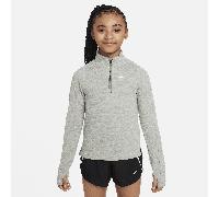 Haut à manches longues et 1/4 de zip Dri-FIT Nike pour fille Dark Grey Heather/Blanc XL