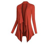 Haut à manches longues pour femme - Cardigan d'été long pour femme - Coupe ajustée - Grande taille - Veste d'été légère - Vêtements d'extérieur - Cardigan à manches longues, Orange, 4XL