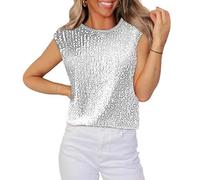 Haut a Paillette Femme Soiree Disco Chemisiers et Blouses Mode Top Chic Haut Paillettes Vintage Haut Disco Cocktail Tee Shirt Elegant Habillé Blouse Tenue de Fete Femme Chic et Elegant à Paillettes