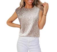Haut a Paillette Femme Soiree Disco Chemisiers et Blouses Mode Top Chic Haut Paillettes Vintage Haut Disco Cocktail Tee Shirt Elegant Habillé Blouse Tenue de Fete Femme Chic et Elegant à Paillettes
