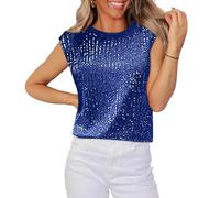 Haut a Paillette Femme Soiree Disco Chemisiers et Blouses Mode Top Chic Hauts Paillettes Vintage Haut Disco Cocktail Tee Shirt Elegant Habillé Blouse Tenue de Fete Femme Chic et Elegant à Paillettes