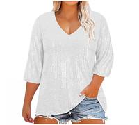 Haut à Paillettes Femme Grande Taille Chemisier à Paillettes Soirée Disco Brillante Chemises Manche Longue Blouse Chic Élégant T Shirt Glitter Soirée Disco Tunique Tops Tenue de Fete Pas Cher
