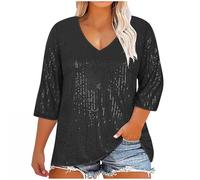 Haut à Paillettes Femme Grande Taille Chemisier à Paillettes Soirée Disco Brillante Chemises Manche Longue Blouse Chic Élégant T Shirt Glitter Soirée Disco Tunique Tops Tenue de Fete Pas Cher