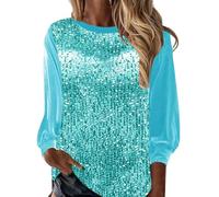 Haut À Paillettes Femme Grande Taille Chemisier Glitter Chemises Brillante Blouse Chic Élégant Haut Manche Longue Mode Tops Paillettes Club Fête Soirée Tunique Retro Lâche T Shirt