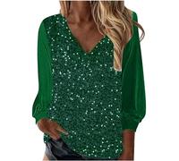 Haut à Paillettes Femme Grande Taille Chemisier Haut à Paillettes Soirée Disco Brillante Chemises Manche Longue Blouse Chic Élégant Printemps T Shirt Glitter Soirée Disco Tunique Tops Tenue de Fete