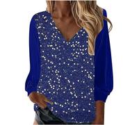 Haut à Paillettes Femme Grande Taille Chemisier Haut à Paillettes Soirée Disco Brillante Chemises Manche Longue Blouse Chic Élégant Printemps T Shirt Glitter Soirée Disco Tunique Tops Tenue de Fete