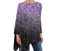 Haut À Paillettes Femme Hauts à Sequins Disco Blouse Paillettes Chemises Casual Manche Longues T-Shirt Lâche Tunique Haut Mode Blouses décontracté Vintage Pullover