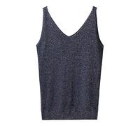 Haut à Paillettes pour Femme - Col en V - Chemisier à Paillettes - Gilet Festif - sans Manches - Crop Tops - Tenue Rave - Élégant - Couleur Unie - Débardeur à Bretelles Spaghetti - Nouvel