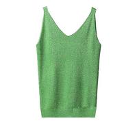 Haut à Paillettes pour Femme - Col en V - Chemisier à Paillettes - Gilet Festif - sans Manches - Crop Tops - Tenue Rave - Élégant - Couleur Unie - Débardeur à Bretelles Spaghetti - Nouvel