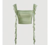 Haut À Ruban Vert,à Volants Et Crop, Avec Jupe Flamenco Et Plis Froncés L,M,S,XL,XS,XXL,XXS,XXXL,XXXXLUnicoloreTissu tricoté