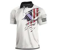 Haut à thème de la fête de l'indépendance pour homme | T-shirt imprimé drapeau américain haut à col revers polo à manches courtes | Polo patriotique pour homme coupe régulière boutonné T-shirt d'été