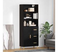 Vidaxl Haut Armoire Montage Mural 2 Pcs Chêne Noir 69,5 X 34 X 180 Cm