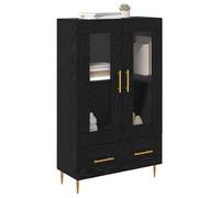 Haut armoire avec tiroir - vidaXL - Chêne noir - 69,5x31x115 cm - Bois aggloméré et verre - Avec tiroir - 2 portes