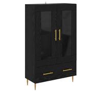 Haut Armoire moderne - vidaXL - Chêne noir - 69,5x31x115 cm - Bois aggloméré et verre - Avec tiroir - 2 portes en verre