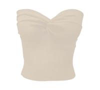 Haut bandeau tricoté tendance pour femme, épaules dénudées, sans bretelles, pour sortir, couleur unie, épaules dénudées, vêtements de fête, dos nu, bustier d'été, rendez-vous galant, nuit, beige, M