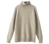 Haut basique uni pour femme - Automne et hiver - Col montant - Grand pull ample tricoté polyvalent de couleur unie - Vêtements d'automne pour la vie quotidienne - Cadeaux de Noël, blanc, L