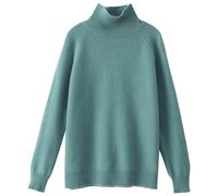 Haut basique uni pour femme - Automne et hiver - Col montant - Grand pull ample tricoté polyvalent de couleur unie - Vêtements d'automne pour la vie quotidienne - Cadeaux de Noël, Vert, XL