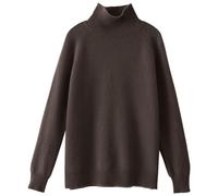 Haut basique uni pour femme - Automne et hiver - Col montant - Grand pull ample tricoté polyvalent de couleur unie - Vêtements d'automne pour la vie quotidienne - Cadeaux de Noël, café, M