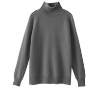 Haut basique uni pour femme - Automne et hiver - Col montant - Grand pull ample tricoté polyvalent de couleur unie - Vêtements d'automne pour la vie quotidienne - Cadeaux de Noël, gris, XXL
