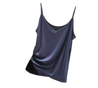 Haut caraco d'été pour femme avec bretelles spaghetti et col en V sans manches confortable et décontracté pour femme, débardeur basique uni, t-shirt léger, noir foncé, XXL