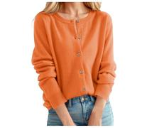 Haut Chic Femme, Cardigan pour Femme, Pull Classique à col Ras du Cou et à Boutons, Tricot Ouvert sur Le Devant