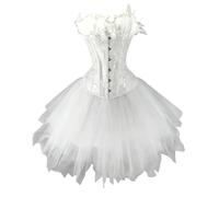 Haut Corset Blanc Ensemble Jupe Tutu de Ballet en Tulle Doux pour de Rôle