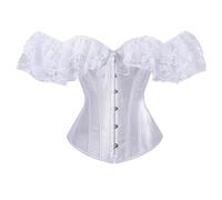 Haut corset en dentelle multicolore sexy pour la poitrine, maintien de la taille, corset serré, ventre, os en caoutchouc, bas de vêtements mise forme du corps Coton Fantaisie (White, XXXXXXL)