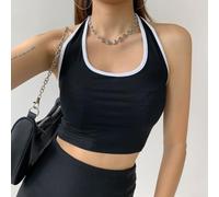 Haut court à col suspendu pour femme pour gilet coupe ajustée | Coupe ajustée, épouse la forme du corps, silhouette flatteuse, col rond ouvert, bretelles fines