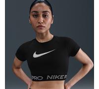 Haut court à manches courtes et motif Dri-FIT Nike Pro pour femme Noir/Blanc/Blanc L (FR 46-48)