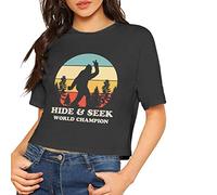 Realworld Haut court femme Basique rétro Bigfoot Hide & Seek – Haut ample Noir XL
