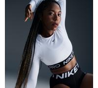 Haut court à manches longues Dri-FIT Nike Pro pour femme Blanc/Noir M (FR 42-44)