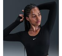 Haut court à manches longues Dri-FIT Nike Pro pour femme Noir/Anthracite/Blanc XL (FR 50-52)