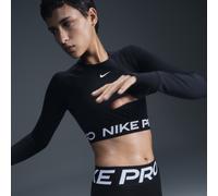 Haut court à manches longues Dri-FIT Nike Pro pour femme Noir/Blanc M (FR 42-44)