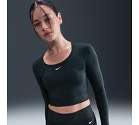 Haut court à manches longues Dri-FIT Nike Pro pour femme Seaweed/Vintage Green/Blanc XL (FR 50-52)